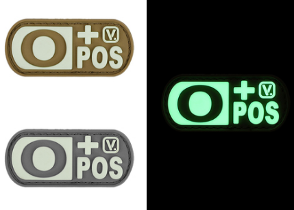 Blood Type  &quot;Super-Lumen&quot; Glow-In-The-Dark Patch Wolf Gray / O Pos Vanquest  medical-gear-outfitters.myshopify.com Medical Gear Outfitters