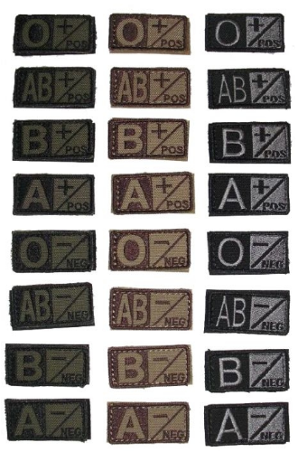 blood gear Cloth Blood Type Patch | First Aid Kit Supplies