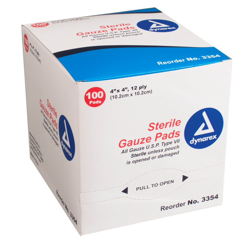 Gauze Pad Sterile 4x4s 12 Ply (100/Box)
