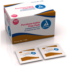Povidone Iodine Prep Pad, Medium, 100/Box