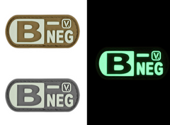 Blood Type  "Super-Lumen" Glow-In-The-Dark Patch Wolf Gray / B Neg Vanquest  medical-gear-outfitters.myshopify.com Medical Gear Outfitters