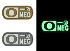 Blood Type  "Super-Lumen" Glow-In-The-Dark Patch Wolf Gray / O Neg Vanquest  medical-gear-outfitters.myshopify.com Medical Gear Outfitters
